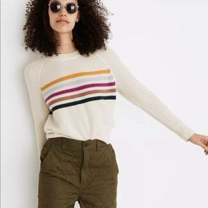 Cashmere Sweatshirt in Placed Stripe - Small